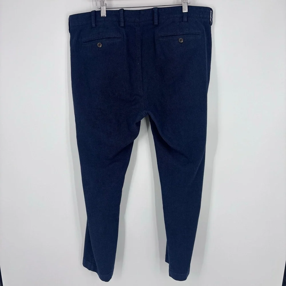 Brooks Brothers Herringbone Chino Pants Men 38x29 (Tag 38x30) Navy Blue Trousers